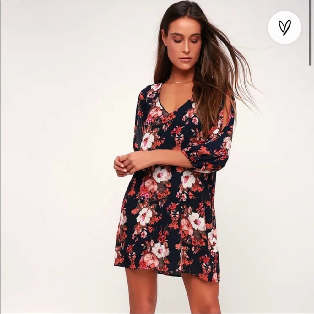 Shifting Dears Navy Blue Floral Print Dress